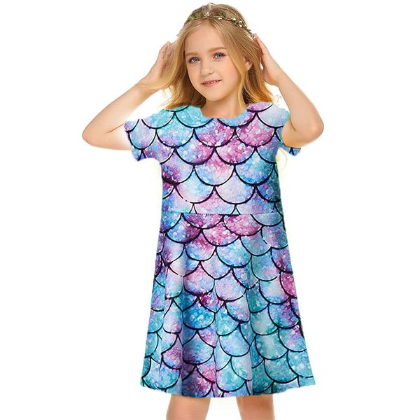 color fish scale dress, short-sleeved printed dress, children's casual dress, a-line skirt, knee-length, simple, elegant and colorful 5, Red;yellow
color fish scale dress, short-sleeved printed dress, children's casual dress, a-line skirt, knee-length, simple, elegant and colorful 5, Red;yellow