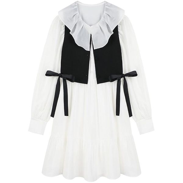 casual dresses superaen sweet girl tie a vest ruffles turn-down collar a-line mid-calf woman dress, Black;gray
casual dresses superaen sweet girl tie a vest ruffles turn-down collar a-line mid-calf woman dress, Black;gray