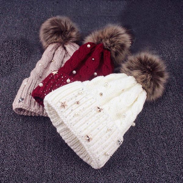 beanie/skull caps winter wool knitted beanies women faux fur pom poms fashion pearl hat female girls beanie cap pompom hats xmas gifts, Blue;gray
beanie/skull caps winter wool knitted beanies women faux fur pom poms fashion pearl hat female girls beanie cap pompom hats xmas gifts, Blue;gray