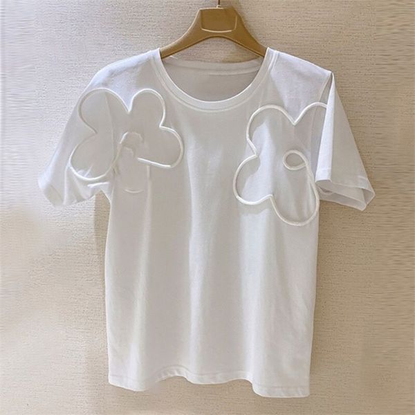 women's t-shirt fashion appliques flower short sleeve cotton t shirt woman straight o-neck thin white summer clothes for wome
women's t-shirt fashion appliques flower short sleeve cotton t shirt woman straight o-neck thin white summer clothes for wome