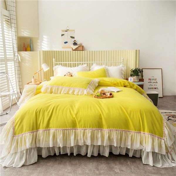 bedding sets princess style yellow lace bed skirt cotton set duvet cover linen pillowcase fitted sheet hometextile 4pcs
bedding sets princess style yellow lace bed skirt cotton set duvet cover linen pillowcase fitted sheet hometextile 4pcs