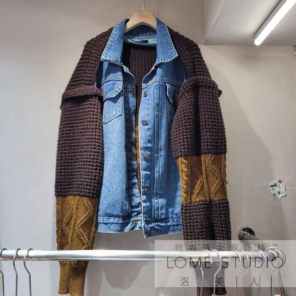 women's jackets women jacket spring autumn european style color contrast patchwork denim knitted sleeve coat femme streetwears harajuku, Black;brown
women's jackets women jacket spring autumn european style color contrast patchwork denim knitted sleeve coat femme streetwears harajuku, Black;brown