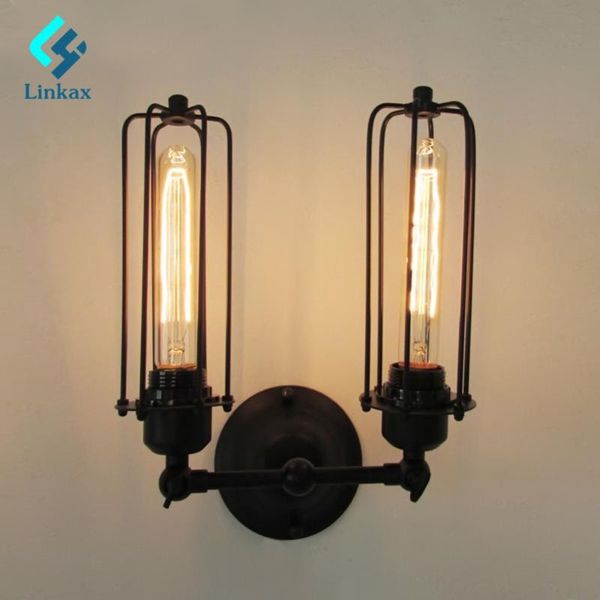 wall lamp retro single/double heads metal cage american industrial e27 light bedroom bedside restaurant lamps ac110v-240v
wall lamp retro single/double heads metal cage american industrial e27 light bedroom bedside restaurant lamps ac110v-240v