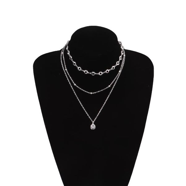 fashionable elegant simple accessories with crystal pendant gear multi-layer long ladies collarbone chain necklaces, Silver
fashionable elegant simple accessories with crystal pendant gear multi-layer long ladies collarbone chain necklaces, Silver