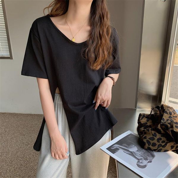 women's t-shirt hzirip v-neck split oversize solid 2021 brief ladies summer short sleeves chic femme loose retro casual clothe, White
women's t-shirt hzirip v-neck split oversize solid 2021 brief ladies summer short sleeves chic femme loose retro casual clothe, White