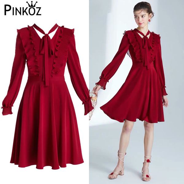 spring women runway party dresses vestidos autumn elegant red lace up bow long sleeve casual 210421, White
spring women runway party dresses vestidos autumn elegant red lace up bow long sleeve casual 210421, White