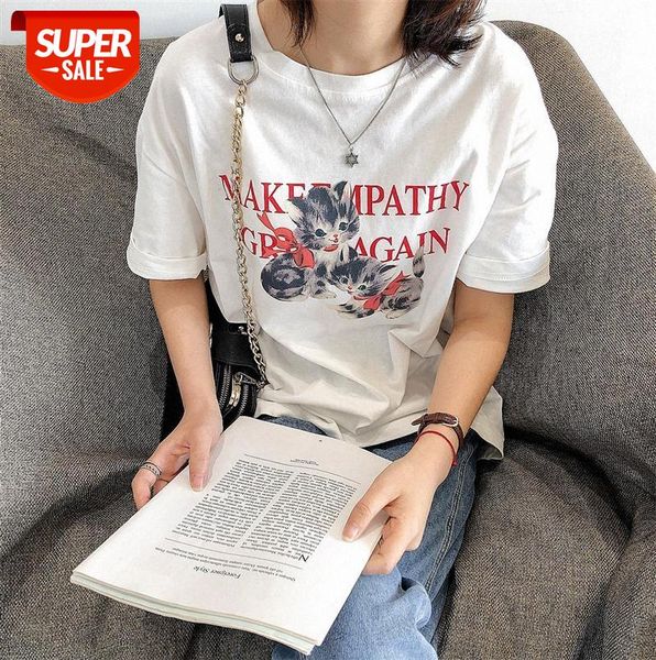 li zhiqi female korean style fun white cat print t-shirt loose short-sleeved 110485 #6v0r, Black;gray
li zhiqi female korean style fun white cat print t-shirt loose short-sleeved 110485 #6v0r, Black;gray