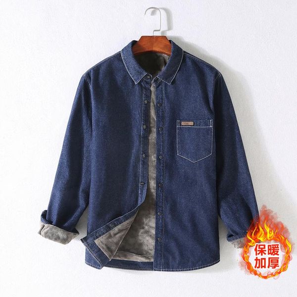 men's casual shirts japanese cotton long-sleeved denim shirt trendy autumn winter retro plus velvet thickening handsome warm jacket, White;black
men's casual shirts japanese cotton long-sleeved denim shirt trendy autumn winter retro plus velvet thickening handsome warm jacket, White;black