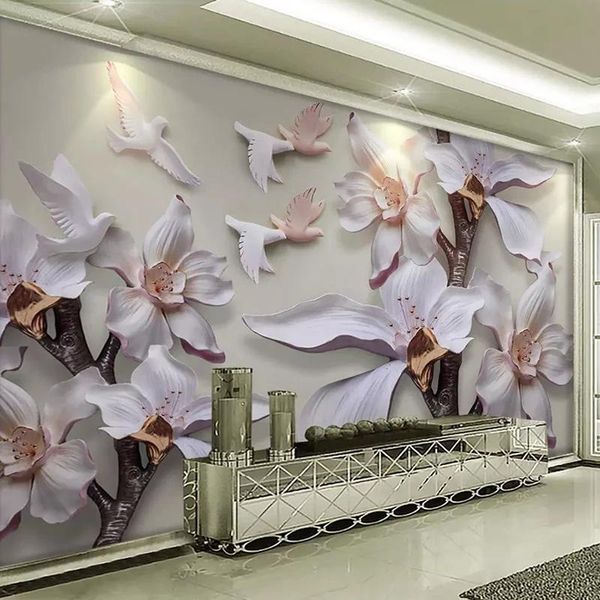 custom size 3d wall stereoscopic relief murals white magnolia flower tv background self adhesive wallpapers for living room
custom size 3d wall stereoscopic relief murals white magnolia flower tv background self adhesive wallpapers for living room