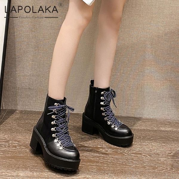 boots lapolaka 2021 fashion british style trendy luxury women shoes platform shoelaces metal buckles comfy booties ladies, Black
boots lapolaka 2021 fashion british style trendy luxury women shoes platform shoelaces metal buckles comfy booties ladies, Black