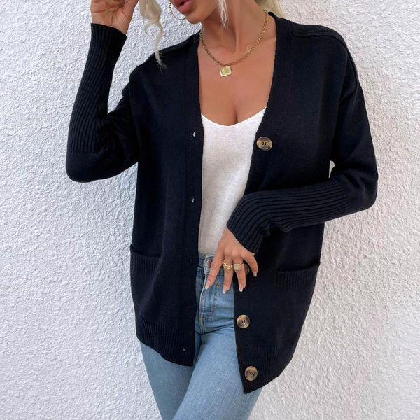 women's knits & tees women sweaters winter clothes pull femme oversized solid color button loose pocket knitted cardigan coat #8, White
women's knits & tees women sweaters winter clothes pull femme oversized solid color button loose pocket knitted cardigan coat #8, White