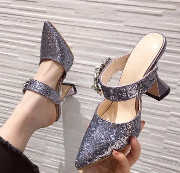shoes woman 2021 female slippers low pointed toe glitter slides heeled mules jelly high rubber pumps crystal fabric basic pu, Black
shoes woman 2021 female slippers low pointed toe glitter slides heeled mules jelly high rubber pumps crystal fabric basic pu, Black