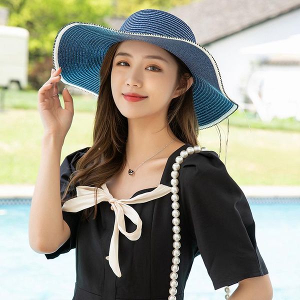 wide brim hats fashion sun for women girls floppy straw hat summer bohemia beach cap ribbon chapeau femme, Blue;gray
wide brim hats fashion sun for women girls floppy straw hat summer bohemia beach cap ribbon chapeau femme, Blue;gray