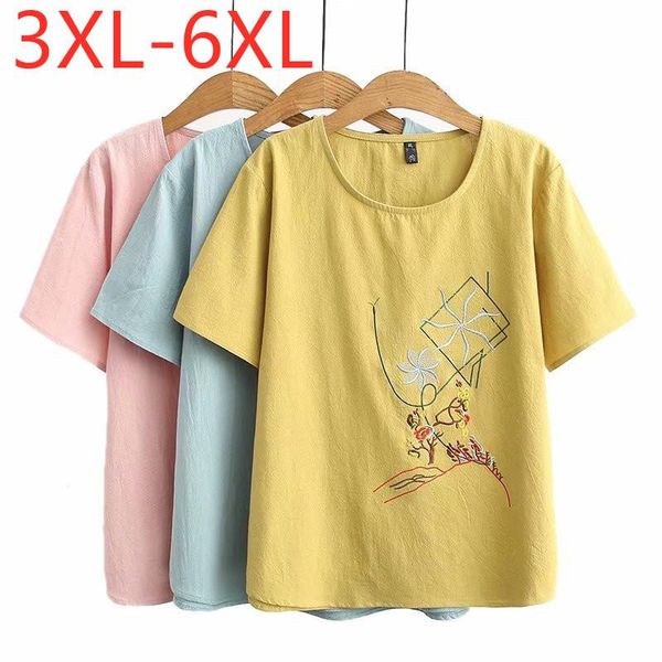 women's t-shirt 2021 ladies summer plus size for women large short sleeve loose cotton linen yellow embroidery 3xl 4xl 5xl 6xl, White
women's t-shirt 2021 ladies summer plus size for women large short sleeve loose cotton linen yellow embroidery 3xl 4xl 5xl 6xl, White