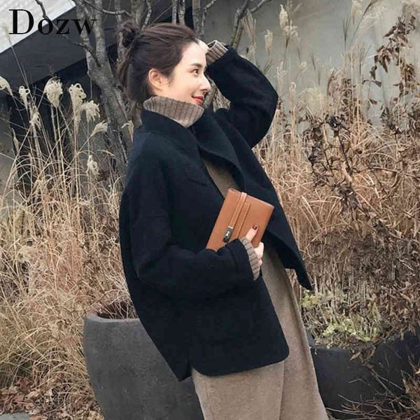 women wool coat jacket autumn winter woolen blend coat casual long sleeve korean fashion clothing for womens outwear coats 210414, Black
women wool coat jacket autumn winter woolen blend coat casual long sleeve korean fashion clothing for womens outwear coats 210414, Black