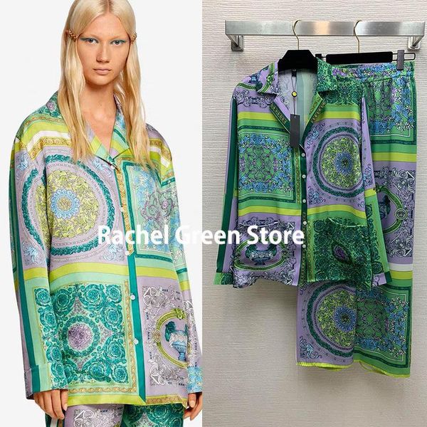 women's two piece pants luxury design 21 slikly poly light weight set outfits for women classic print long sleeve shirt + wide legs, White
women's two piece pants luxury design 21 slikly poly light weight set outfits for women classic print long sleeve shirt + wide legs, White