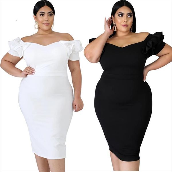 elegant solid slash neck party womens dress spring selling ruffles short sleeve bodycon knee length plus size dresses, Black;gray
elegant solid slash neck party womens dress spring selling ruffles short sleeve bodycon knee length plus size dresses, Black;gray