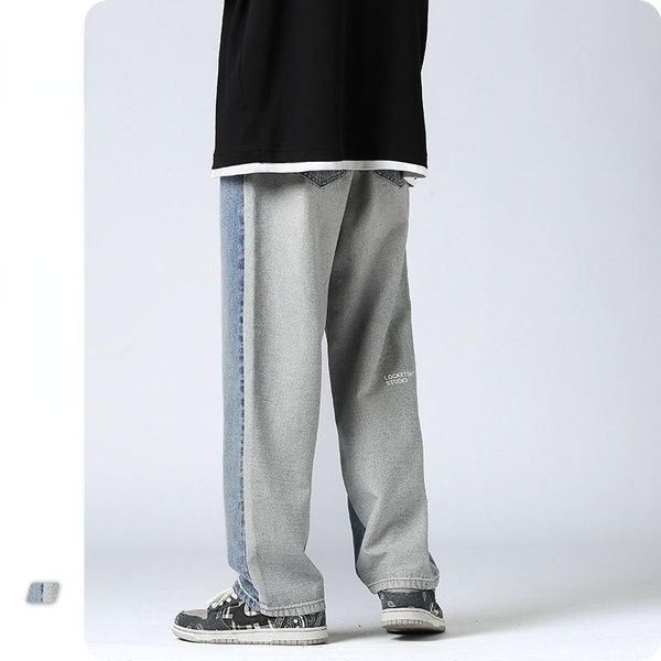 men's pants 2021 spring and autumn fashion brand personalized street front back stitching color matching loose jeans, Black
men's pants 2021 spring and autumn fashion brand personalized street front back stitching color matching loose jeans, Black