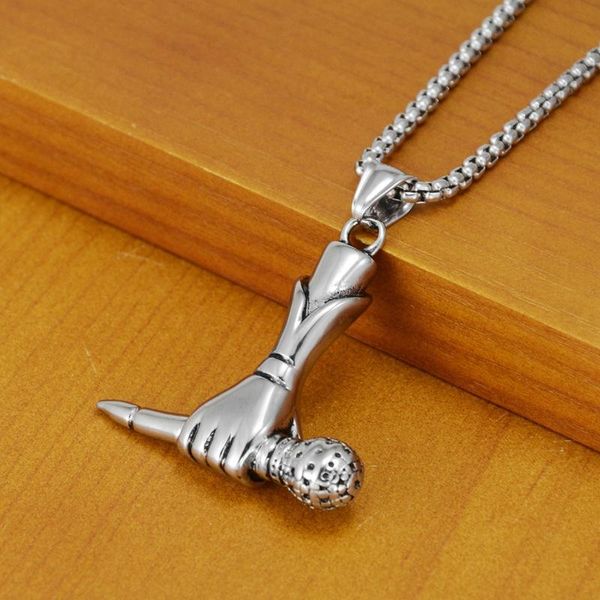 pendant necklaces hip hop personality trend microphone hand titanium steel necklace hanging ornaments for men women, Silver
pendant necklaces hip hop personality trend microphone hand titanium steel necklace hanging ornaments for men women, Silver