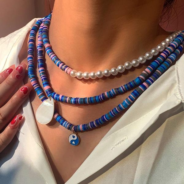 chains colorful soft polymer clay beads natural shell yin yang necklaces for women bohemia imitation pearl beaded necklace jewelry, Silver
chains colorful soft polymer clay beads natural shell yin yang necklaces for women bohemia imitation pearl beaded necklace jewelry, Silver