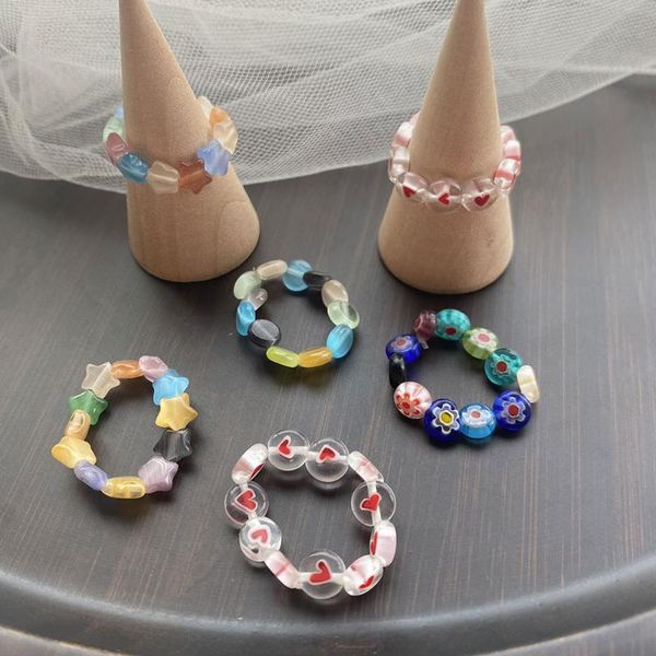wedding rings aomu 2021 korean sweet beaded colorful glazed flower love heart star elastic ring for women girls trend jewelry accessories, Slivery;golden
wedding rings aomu 2021 korean sweet beaded colorful glazed flower love heart star elastic ring for women girls trend jewelry accessories, Slivery;golden