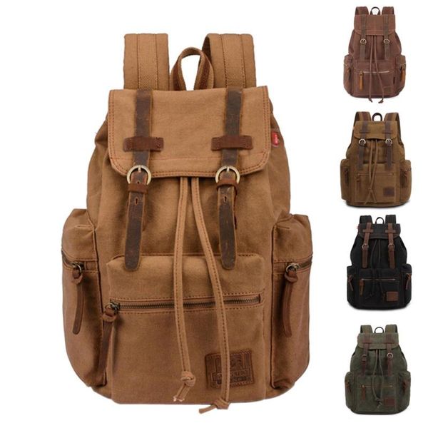 vintage men casual canvas leather backpack rucksack satchel hiking bag school
vintage men casual canvas leather backpack rucksack satchel hiking bag school