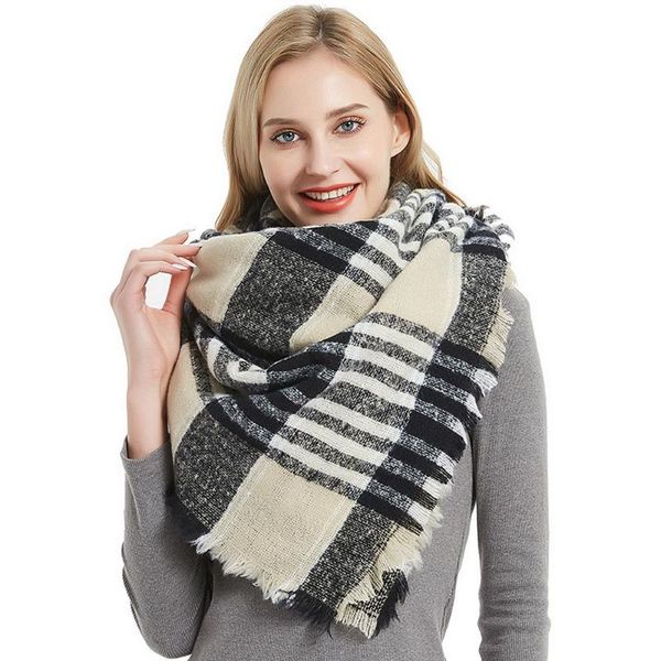 scarves europe american double-sided grid square scarf women autumn winter shawl ponchos and capes 2021, Blue;gray
scarves europe american double-sided grid square scarf women autumn winter shawl ponchos and capes 2021, Blue;gray