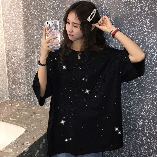 women's t-shirt t shirt european t-shirt, short sleeve, korean loose sequin, net red, same half sleeve upper garment 7052, White
women's t-shirt t shirt european t-shirt, short sleeve, korean loose sequin, net red, same half sleeve upper garment 7052, White