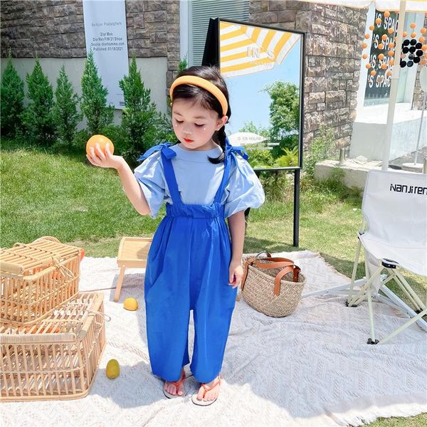 clothing sets children blue loose suit 2021 summer girls puff sleeve shirt + suspenders pants 2pcs set, White
clothing sets children blue loose suit 2021 summer girls puff sleeve shirt + suspenders pants 2pcs set, White