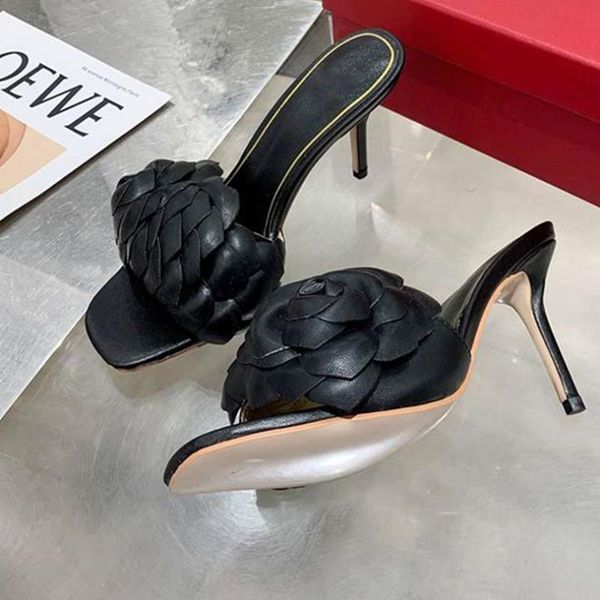 women slippers thin heel outdoor indoor genuine leather lazy mixed color fashion lady brand designer, Black
women slippers thin heel outdoor indoor genuine leather lazy mixed color fashion lady brand designer, Black