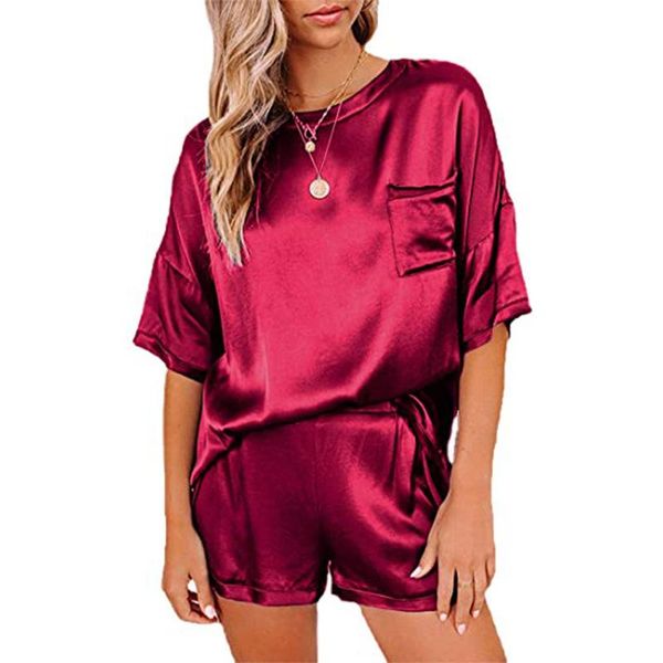women's tracksuits 2021 spring summer shorts 2-piece comfort satin pajama suit ladies sleeve homewear elegant and leisure daily wear, Gray
women's tracksuits 2021 spring summer shorts 2-piece comfort satin pajama suit ladies sleeve homewear elegant and leisure daily wear, Gray