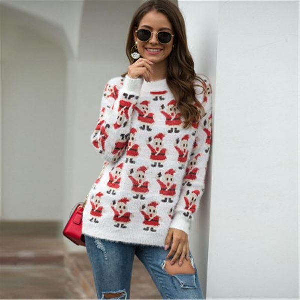 autumn and winter female pullover sweater trendy santa claus cartoon festival christmas round neck leisure women women's sweaters, White;black
autumn and winter female pullover sweater trendy santa claus cartoon festival christmas round neck leisure women women's sweaters, White;black