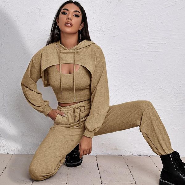 women's tracksuits spring solid hooded 3 piece sets women elegant long sleeve and pants suit sport cardigan outfits, Gray
women's tracksuits spring solid hooded 3 piece sets women elegant long sleeve and pants suit sport cardigan outfits, Gray
