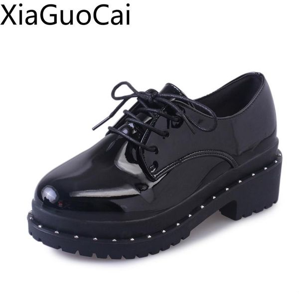 dress shoes patent leather low women pumps spring and autumn rivet black ladies high heels round toe lace up
dress shoes patent leather low women pumps spring and autumn rivet black ladies high heels round toe lace up