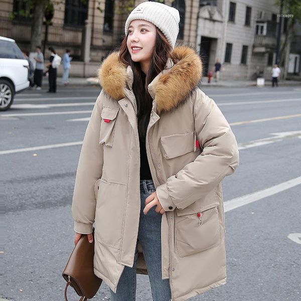 women's down & parkas medium long hooded parka winter jacket women 2021 casual fashion pocket design real fur collar coat1, Black
women's down & parkas medium long hooded parka winter jacket women 2021 casual fashion pocket design real fur collar coat1, Black