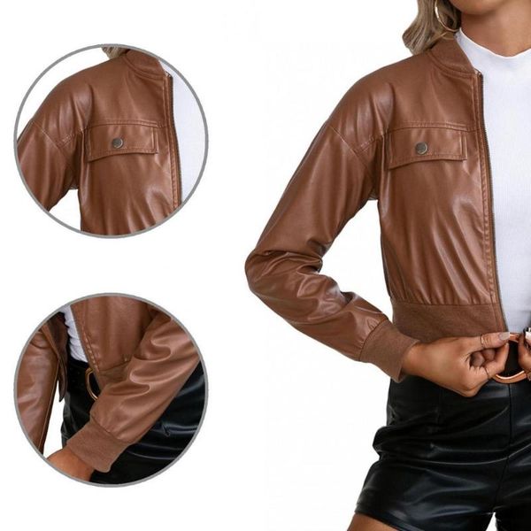 women's jackets stand collar zipper jacket autumn winter coat for party, Black;brown
women's jackets stand collar zipper jacket autumn winter coat for party, Black;brown