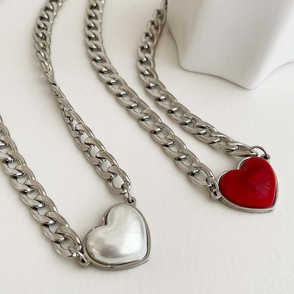 chains vintage imitation pearl chain necklaces heart zircon pendant stainless steel fashion jewelry accessory, Silver
chains vintage imitation pearl chain necklaces heart zircon pendant stainless steel fashion jewelry accessory, Silver