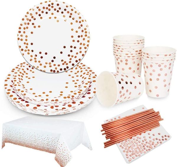 disposable dinnerware white rose gold party supplies tableware set dessert plates cutlery for wedding engagement birthday
disposable dinnerware white rose gold party supplies tableware set dessert plates cutlery for wedding engagement birthday