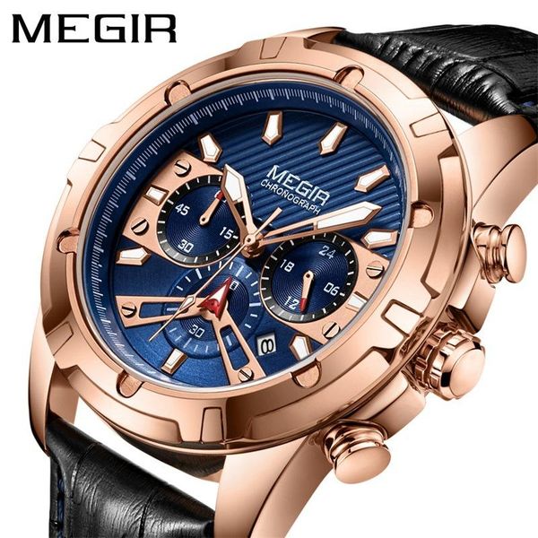 wristwatches megir brand blue dial men's watch luminous waterproof calendar chronograph leather sports quartz relogio masculino, Slivery;brown
wristwatches megir brand blue dial men's watch luminous waterproof calendar chronograph leather sports quartz relogio masculino, Slivery;brown