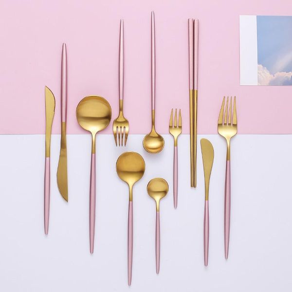 dinnerware sets 304 stainless steel pink gold cutlery set dinner knife spoon fork chopsticks dessert tea tableware silverware
dinnerware sets 304 stainless steel pink gold cutlery set dinner knife spoon fork chopsticks dessert tea tableware silverware