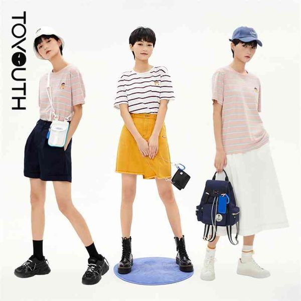 toyouth women tees summer short sleeve round neck loose t-shirt bear embroidery contrast color casual 210708, White
toyouth women tees summer short sleeve round neck loose t-shirt bear embroidery contrast color casual 210708, White