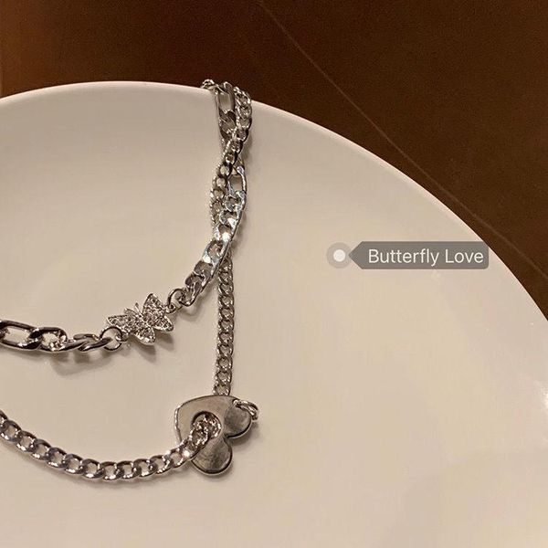 chains twin chocker butterfly necklace light luxury minority love design sense ins korean hip hop cold style clavicle chain, Silver
chains twin chocker butterfly necklace light luxury minority love design sense ins korean hip hop cold style clavicle chain, Silver