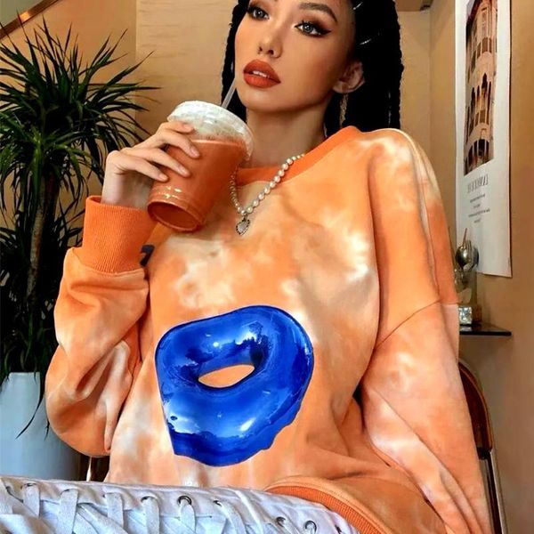 women's hoodies & sweatshirts oversized autumn young ladies tie dye women loose street female shinny 3d donut print ns111, Black
women's hoodies & sweatshirts oversized autumn young ladies tie dye women loose street female shinny 3d donut print ns111, Black