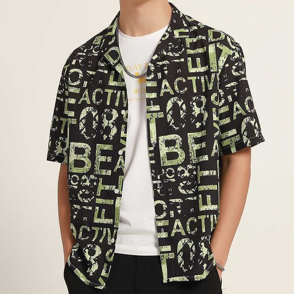fashion shirt young students' sports summer men's printed short sleeve, White;black
fashion shirt young students' sports summer men's printed short sleeve, White;black