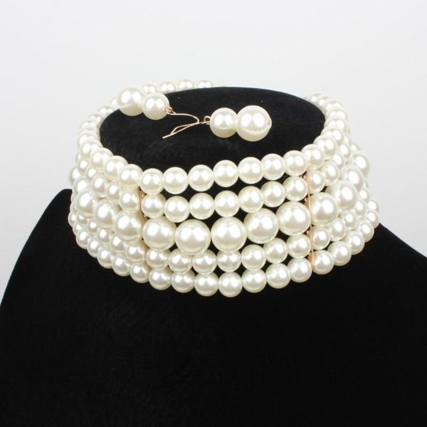 earrings & necklace fashion jewelry set eearring statement 5 layer women imitation pearl for wedding, Silver
earrings & necklace fashion jewelry set eearring statement 5 layer women imitation pearl for wedding, Silver