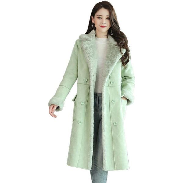 women's fur & faux winter lamb wool inner coat women turn-down collar mid-length korean deerskin velvet green slim jacket jd1799, Black
women's fur & faux winter lamb wool inner coat women turn-down collar mid-length korean deerskin velvet green slim jacket jd1799, Black