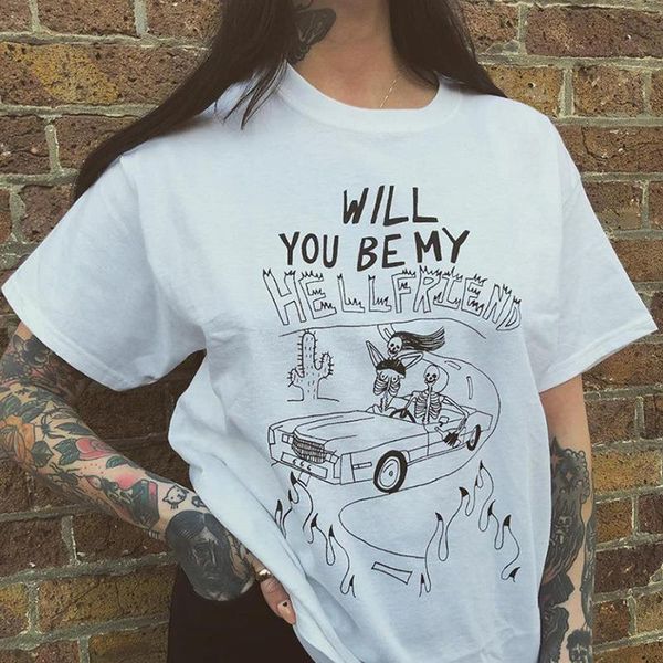 will you be my hellfriend women letter punk summer casual short sleeve hip hop tees cartoon vintage harajuku t, White
will you be my hellfriend women letter punk summer casual short sleeve hip hop tees cartoon vintage harajuku t, White
