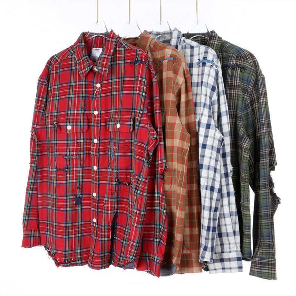 non vis hole sticking cloth plaid used long sleeved shirt lumbercheck yu wenle same style high street fashion, White;black
non vis hole sticking cloth plaid used long sleeved shirt lumbercheck yu wenle same style high street fashion, White;black