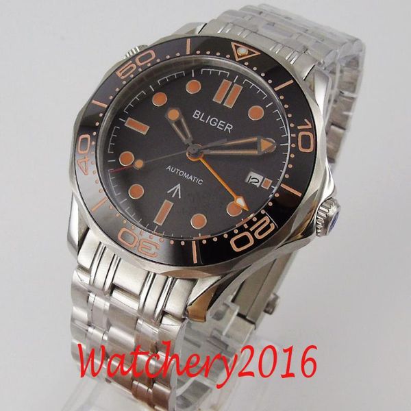 wristwatches 41mm bliger black dial sapphire glass gmt date automatic movement mens watch, Slivery;brown
wristwatches 41mm bliger black dial sapphire glass gmt date automatic movement mens watch, Slivery;brown