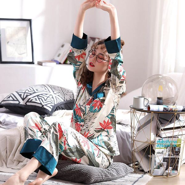 2021 autumn and winter new ladies pajamas set soft&comfort silk satin casual turn-down collar long sleeve+pants 2pcs homewear, Black;red
2021 autumn and winter new ladies pajamas set soft&comfort silk satin casual turn-down collar long sleeve+pants 2pcs homewear, Black;red